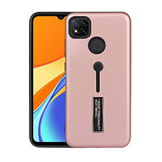 Coque Contour Silicone et Plastique Housse Etui Mat avec Support A03 pour Xiaomi Redmi 9 India Or Rose