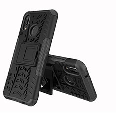 Coque Contour Silicone et Plastique Housse Etui Mat avec Support A04 pour Huawei Nova 3e Noir