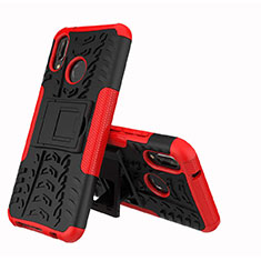 Coque Contour Silicone et Plastique Housse Etui Mat avec Support A04 pour Huawei P20 Lite Rouge