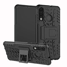 Coque Contour Silicone et Plastique Housse Etui Mat avec Support A04 pour Huawei P30 Lite New Edition Noir