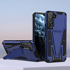 Coque Contour Silicone et Plastique Housse Etui Mat avec Support A04 pour Samsung Galaxy S21 FE 5G Bleu