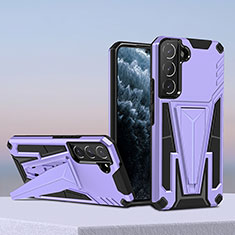 Coque Contour Silicone et Plastique Housse Etui Mat avec Support A04 pour Samsung Galaxy S21 FE 5G Violet