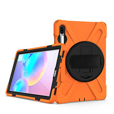 Coque Contour Silicone et Plastique Housse Etui Mat avec Support A04 pour Samsung Galaxy Tab S6 10.5 SM-T860 Orange