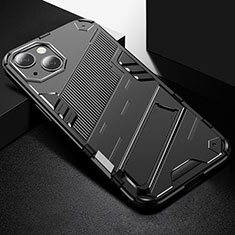 Coque Contour Silicone et Plastique Housse Etui Mat avec Support A05 pour Apple iPhone 14 Plus Noir