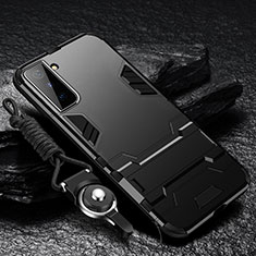 Coque Contour Silicone et Plastique Housse Etui Mat avec Support A05 pour Samsung Galaxy S21 5G Noir
