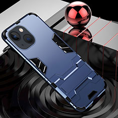 Coque Contour Silicone et Plastique Housse Etui Mat avec Support A06 pour Apple iPhone 13 Mini Bleu