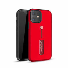 Coque Contour Silicone et Plastique Housse Etui Mat avec Support A07 pour Apple iPhone 11 Rouge