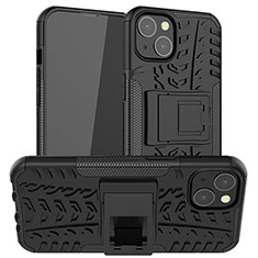 Coque Contour Silicone et Plastique Housse Etui Mat avec Support A07 pour Apple iPhone 13 Noir