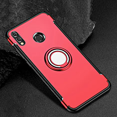 Coque Contour Silicone et Plastique Housse Etui Mat avec Support Bague Anneau pour Huawei Honor 8X Rouge