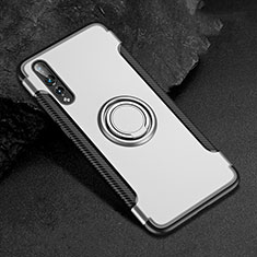 Coque Contour Silicone et Plastique Housse Etui Mat avec Support Bague Anneau pour Huawei P20 Pro Blanc