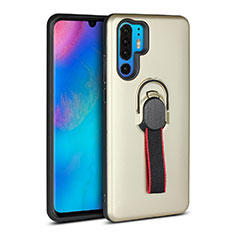 Coque Contour Silicone et Plastique Housse Etui Mat avec Support Bague Anneau pour Huawei P30 Pro New Edition Or