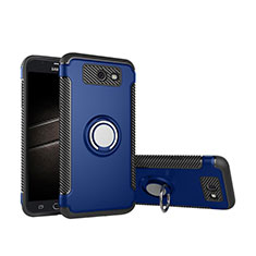 Coque Contour Silicone et Plastique Housse Etui Mat avec Support Bague Anneau pour Samsung Galaxy J5 (2017) Version Americaine Bleu