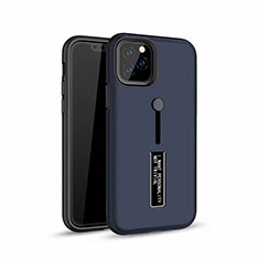 Coque Contour Silicone et Plastique Housse Etui Mat avec Support Bague Anneau S01 pour Apple iPhone 11 Pro Bleu