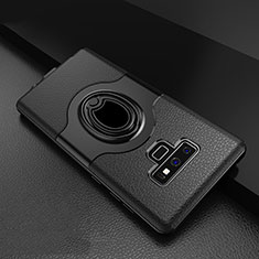 Coque Contour Silicone et Plastique Housse Etui Mat avec Support Bague Anneau S01 pour Samsung Galaxy Note 9 Noir