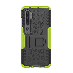 Coque Contour Silicone et Plastique Housse Etui Mat avec Support D01 pour Xiaomi Mi Note 10 Pro Vert