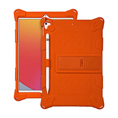 Coque Contour Silicone et Plastique Housse Etui Mat avec Support H01 pour Apple iPad 10.2 (2019) Orange