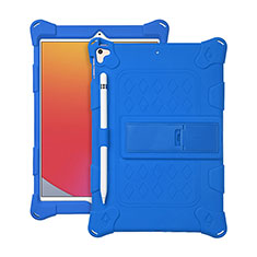 Coque Contour Silicone et Plastique Housse Etui Mat avec Support H01 pour Apple iPad 10.2 (2020) Bleu