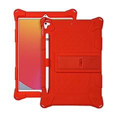 Coque Contour Silicone et Plastique Housse Etui Mat avec Support H01 pour Apple iPad 10.2 (2021) Rouge