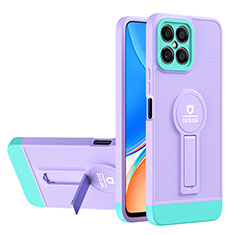 Coque Contour Silicone et Plastique Housse Etui Mat avec Support H01P pour Huawei Honor X8 4G Violet