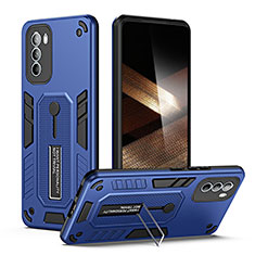 Coque Contour Silicone et Plastique Housse Etui Mat avec Support H01P pour Motorola Moto G41 Bleu