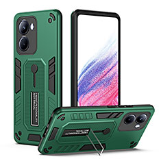 Coque Contour Silicone et Plastique Housse Etui Mat avec Support H01P pour Realme 10 4G Vert