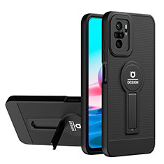 Coque Contour Silicone et Plastique Housse Etui Mat avec Support H01P pour Xiaomi Poco M5S Noir