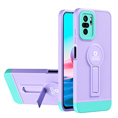 Coque Contour Silicone et Plastique Housse Etui Mat avec Support H01P pour Xiaomi Poco M5S Violet