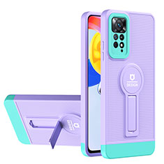 Coque Contour Silicone et Plastique Housse Etui Mat avec Support H01P pour Xiaomi Redmi Note 11 Pro 5G Violet