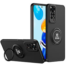 Coque Contour Silicone et Plastique Housse Etui Mat avec Support H02P pour Xiaomi Redmi Note 11 4G (2022) Noir