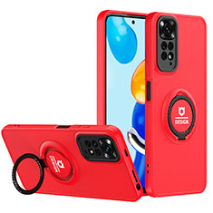 Coque Contour Silicone et Plastique Housse Etui Mat avec Support H02P pour Xiaomi Redmi Note 11 4G (2022) Rouge