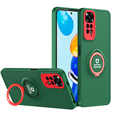 Coque Contour Silicone et Plastique Housse Etui Mat avec Support H02P pour Xiaomi Redmi Note 11 4G (2022) Vert