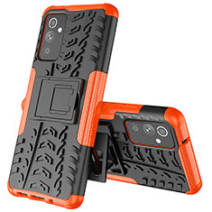 Coque Contour Silicone et Plastique Housse Etui Mat avec Support J01X pour Samsung Galaxy A05s Orange