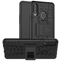 Coque Contour Silicone et Plastique Housse Etui Mat avec Support J01X pour Samsung Galaxy A20s Noir