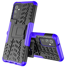 Coque Contour Silicone et Plastique Housse Etui Mat avec Support J01X pour Samsung Galaxy A24 4G Violet