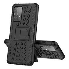 Coque Contour Silicone et Plastique Housse Etui Mat avec Support J01X pour Samsung Galaxy A52 4G Noir