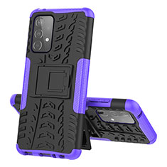 Coque Contour Silicone et Plastique Housse Etui Mat avec Support J01X pour Samsung Galaxy A52 4G Violet