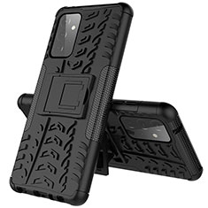 Coque Contour Silicone et Plastique Housse Etui Mat avec Support J01X pour Samsung Galaxy A72 4G Noir