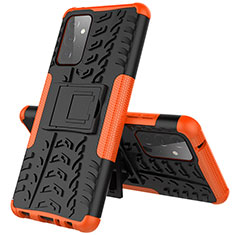 Coque Contour Silicone et Plastique Housse Etui Mat avec Support J01X pour Samsung Galaxy A72 5G Orange