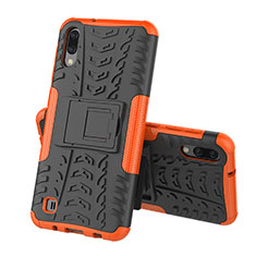 Coque Contour Silicone et Plastique Housse Etui Mat avec Support J01X pour Samsung Galaxy M10 Orange