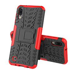 Coque Contour Silicone et Plastique Housse Etui Mat avec Support J01X pour Samsung Galaxy M10 Rouge