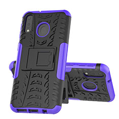 Coque Contour Silicone et Plastique Housse Etui Mat avec Support J01X pour Samsung Galaxy M20 Violet