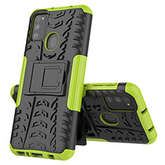 Coque Contour Silicone et Plastique Housse Etui Mat avec Support J01X pour Samsung Galaxy M21 Vert