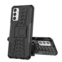 Coque Contour Silicone et Plastique Housse Etui Mat avec Support J01X pour Samsung Galaxy M23 5G Noir