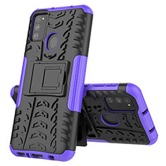 Coque Contour Silicone et Plastique Housse Etui Mat avec Support J01X pour Samsung Galaxy M30s Violet