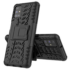 Coque Contour Silicone et Plastique Housse Etui Mat avec Support J01X pour Samsung Galaxy M31s Noir