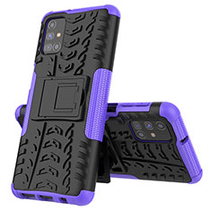 Coque Contour Silicone et Plastique Housse Etui Mat avec Support J01X pour Samsung Galaxy M31s Violet