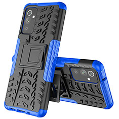 Coque Contour Silicone et Plastique Housse Etui Mat avec Support J01X pour Samsung Galaxy M34 5G Bleu