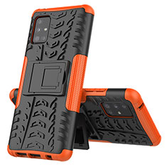 Coque Contour Silicone et Plastique Housse Etui Mat avec Support J01X pour Samsung Galaxy M40S Orange