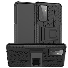 Coque Contour Silicone et Plastique Housse Etui Mat avec Support J02X pour Samsung Galaxy A72 5G Noir