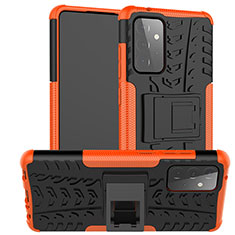 Coque Contour Silicone et Plastique Housse Etui Mat avec Support J02X pour Samsung Galaxy A72 5G Orange